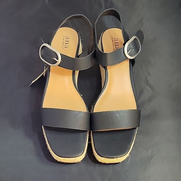 BRAND NEW A.N.A NEW APPROACH ADJUSTABLE BUCKLE ANKLE ONE BAND WEDGE SANDAL - Picture 3 of 14